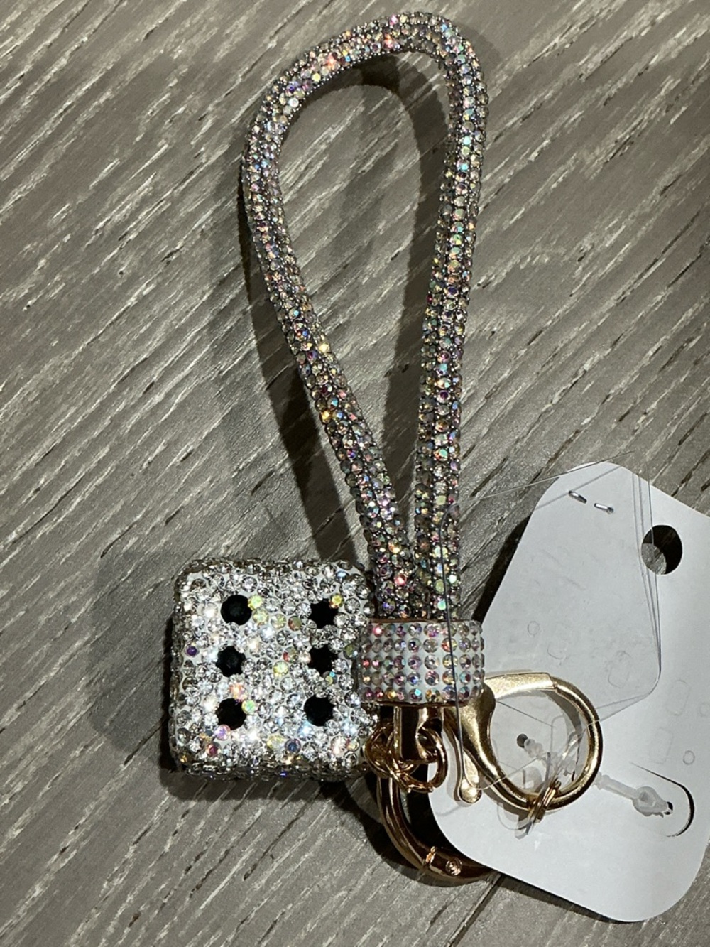 Crystal Pavé Dice Keychain Wristlet - Silver - Picture 6 of 6